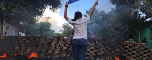 2018 nicaraguan protests - woman and flag public domain sm-min