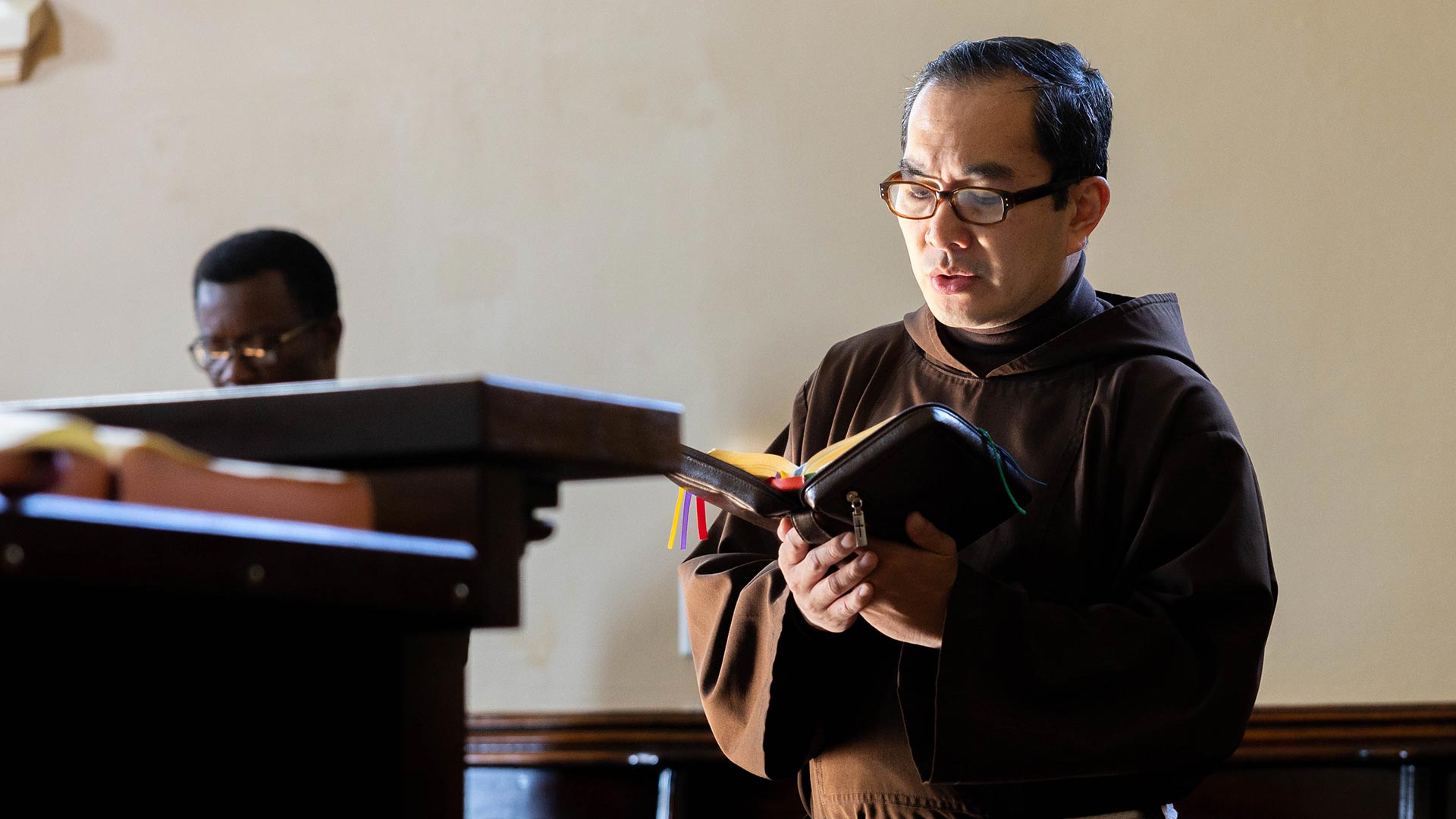 Br. Zoy Garibay prays the Divine Office at St. Francis of Assisi Monastery in Milwaukee.